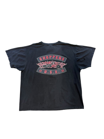 (XL) Vintage USA Choppers Tribal Thrashed Black Tee