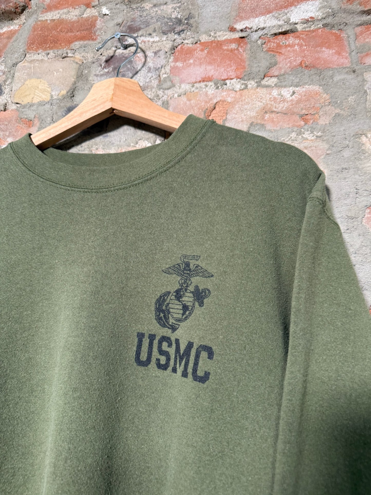 (M) 90s USMC Moss Green Crewneck