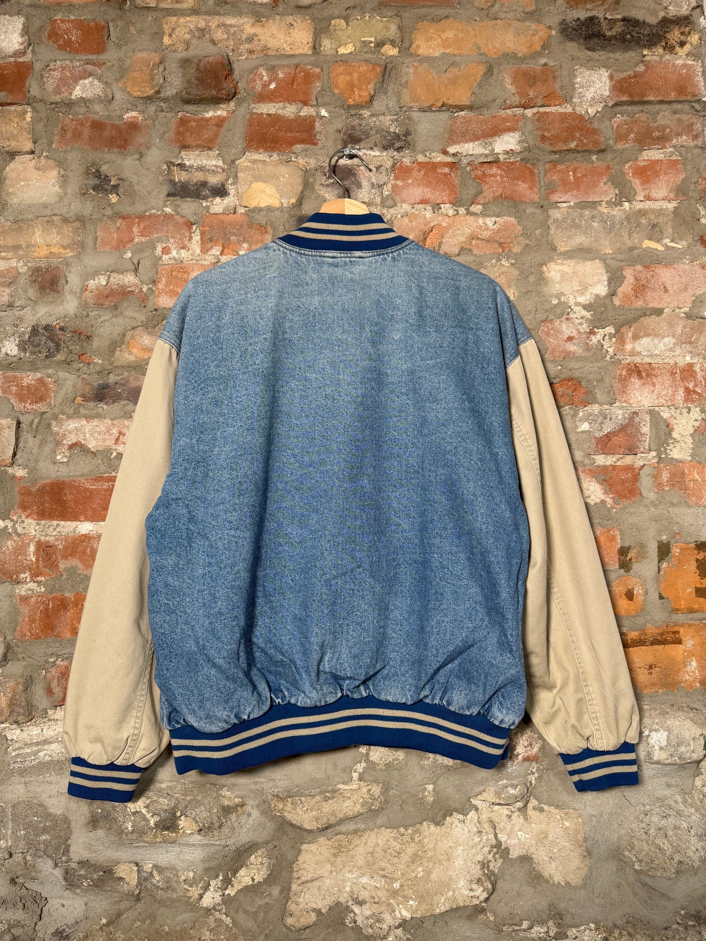 90s Route 66 Denim Varsity Jacket Sz M