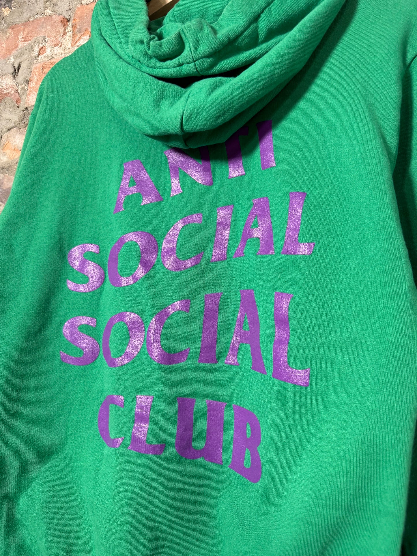 Anti Social Social Club Smoke & Mirrors Green Hooded Sweater Sz M