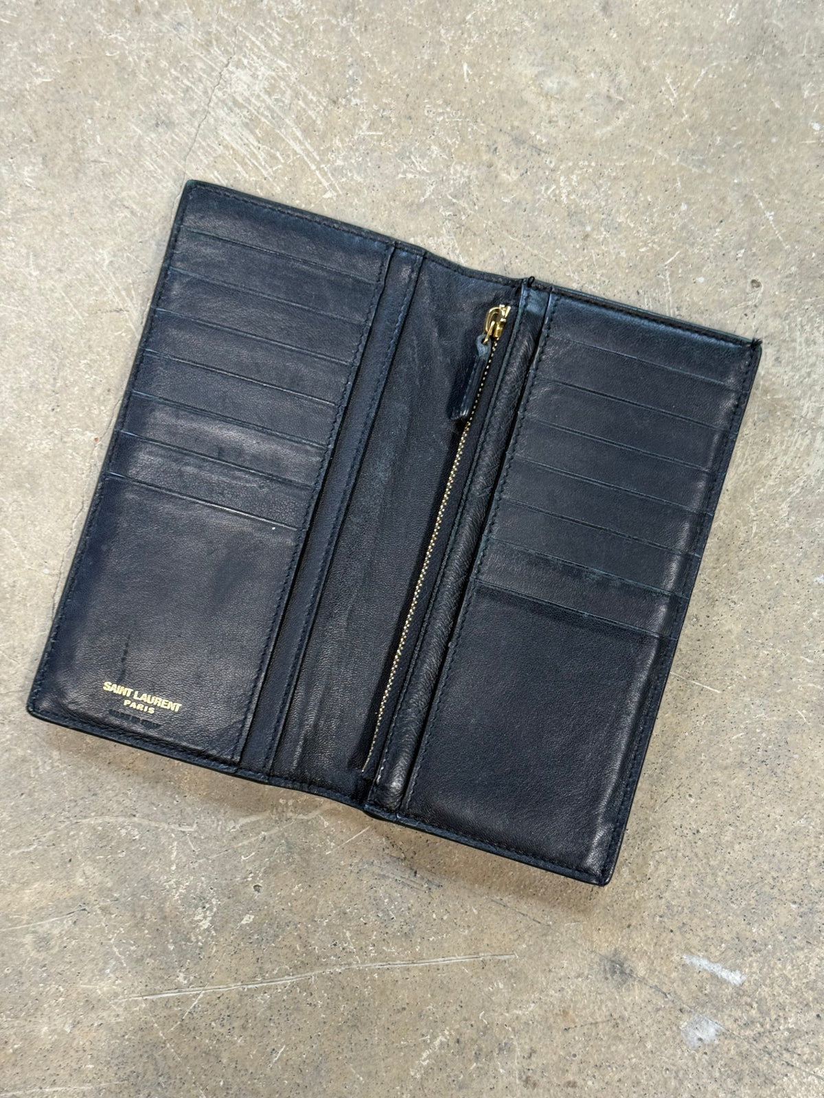 (OSFA) Saint Laurent Tiny Cassandre Croc Leather Wallet