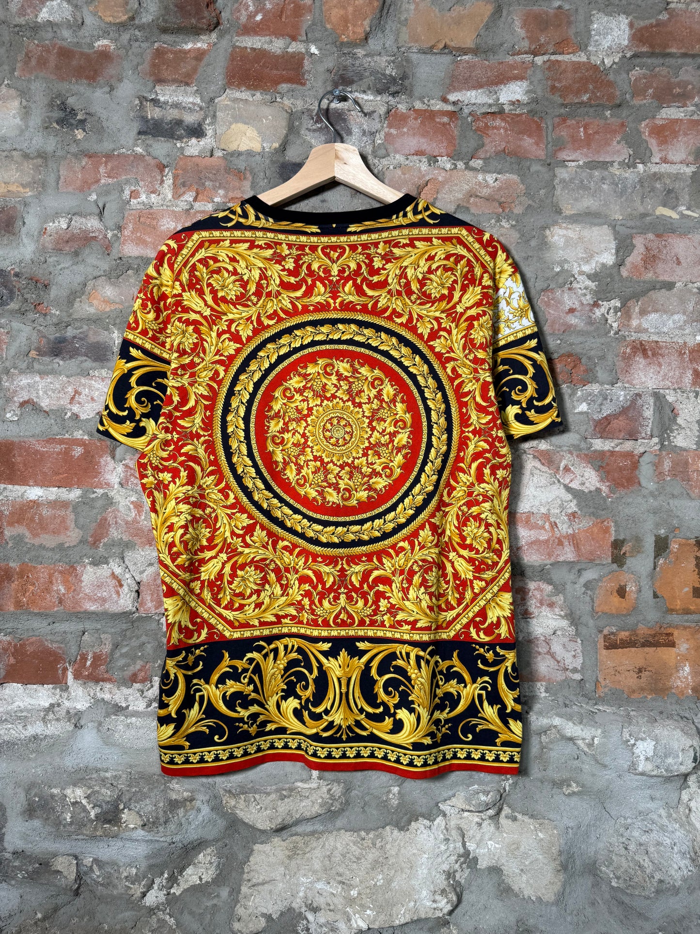 Versace Gold Print T Shirt Sz L