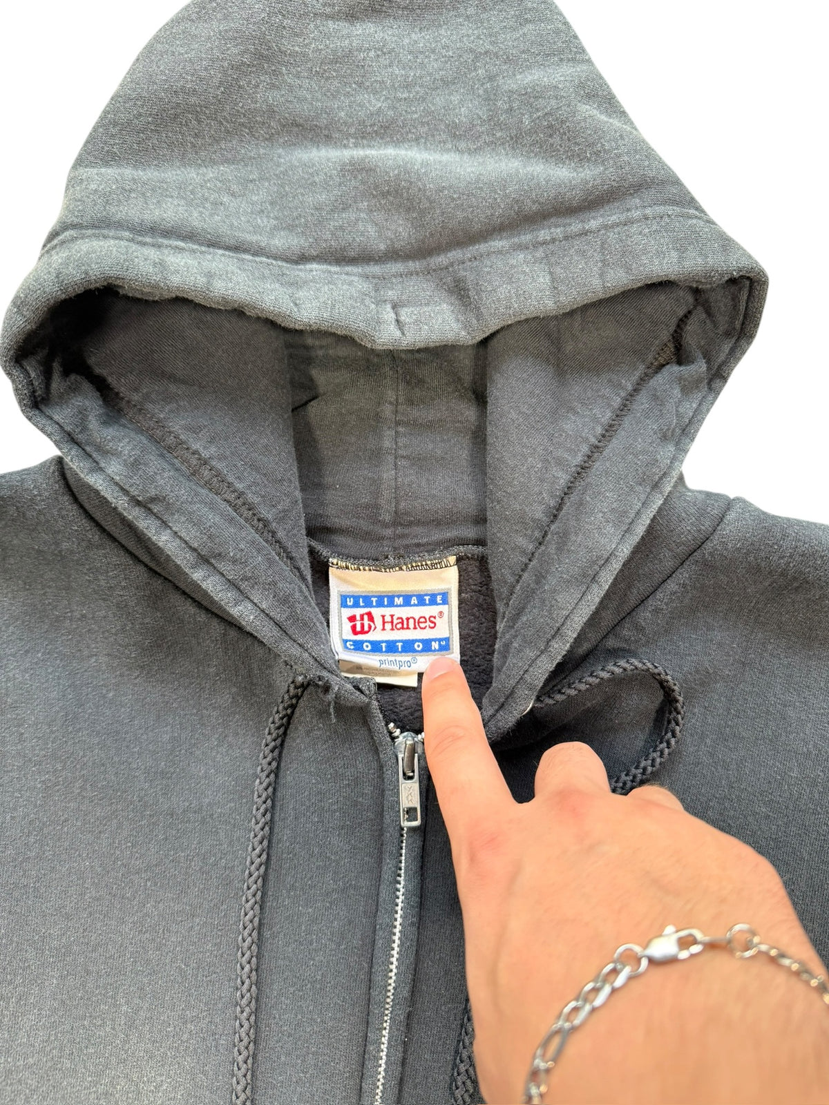 (XL) Vintage Hanes Blank Zip Up Hoodie Black