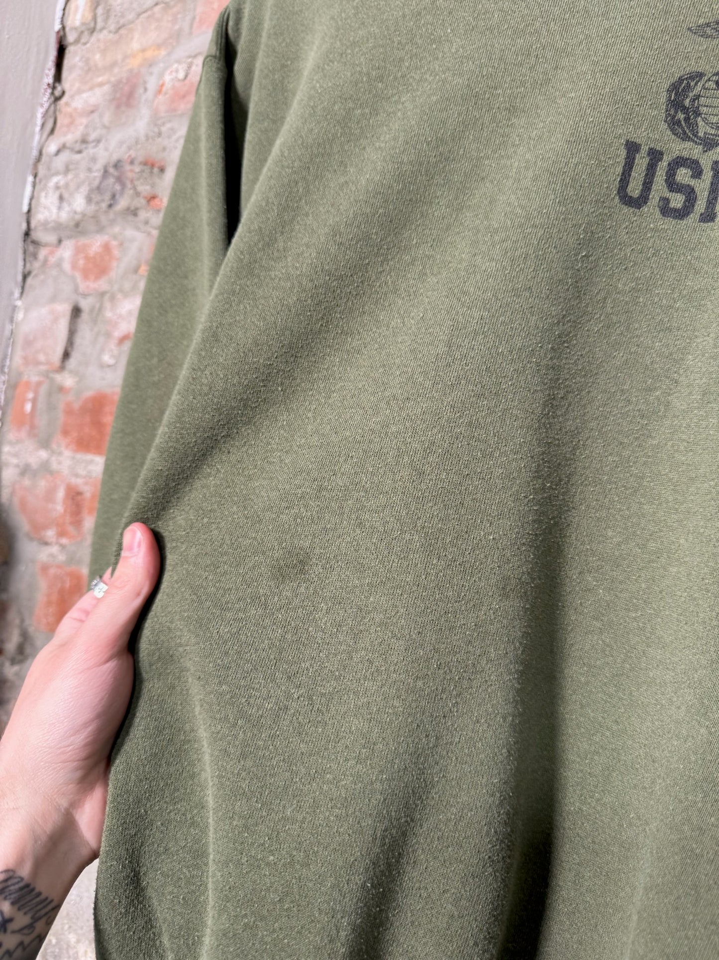 (M) 90s USMC Moss Green Crewneck