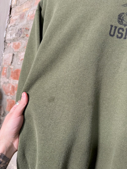 (M) 90s USMC Moss Green Crewneck