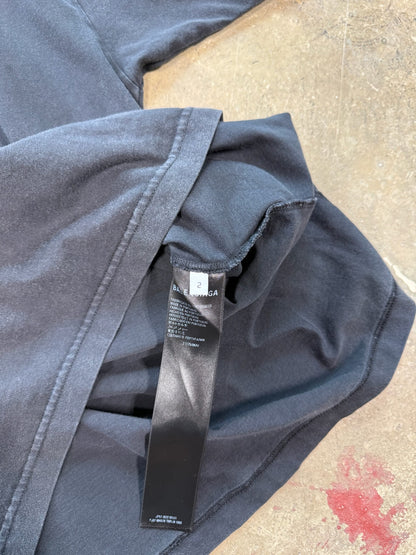 (M) Balenciaga Taped Logo Black Tee