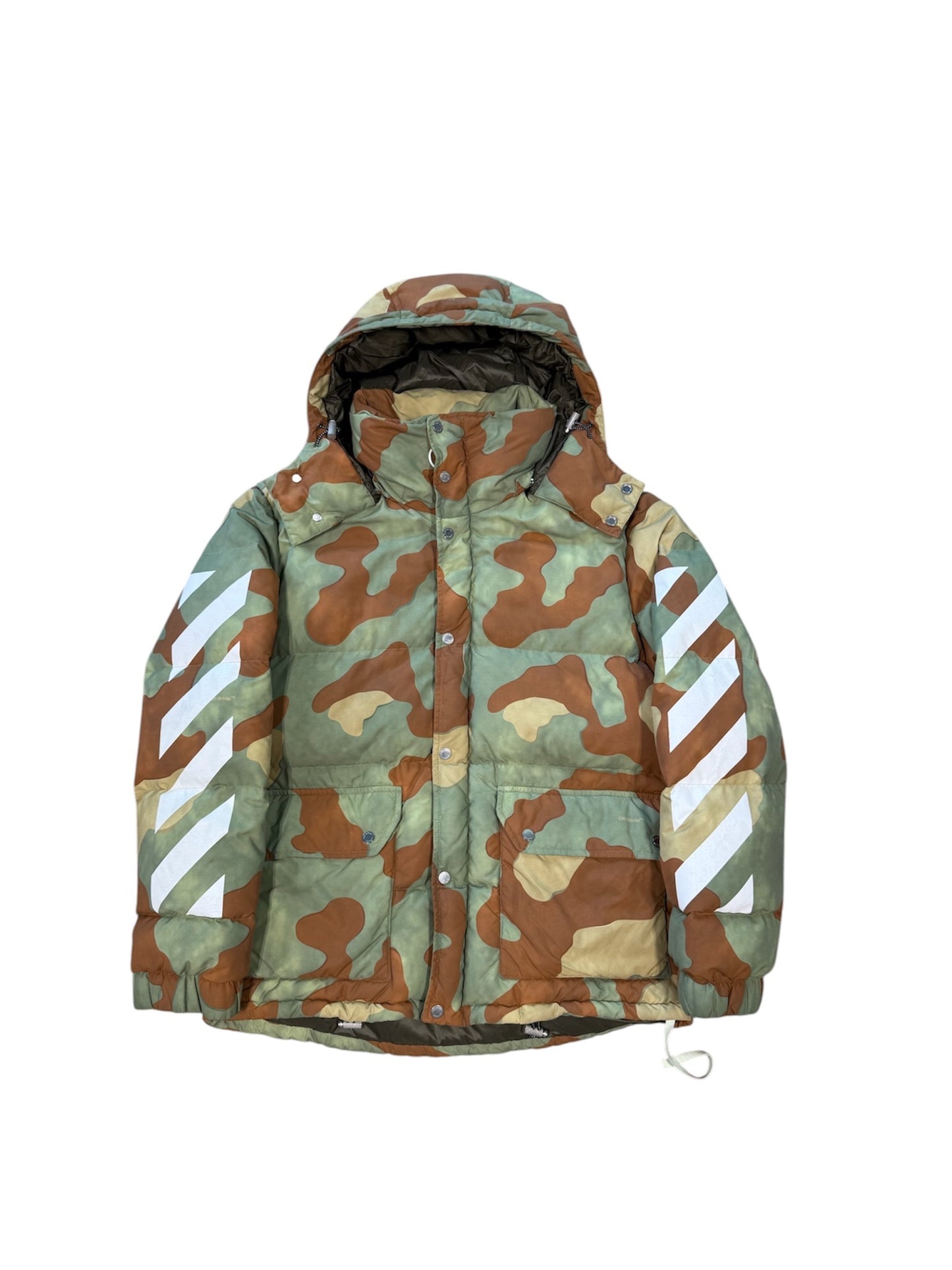(S) Offwhite Diagonals Camo Puffer Jacket