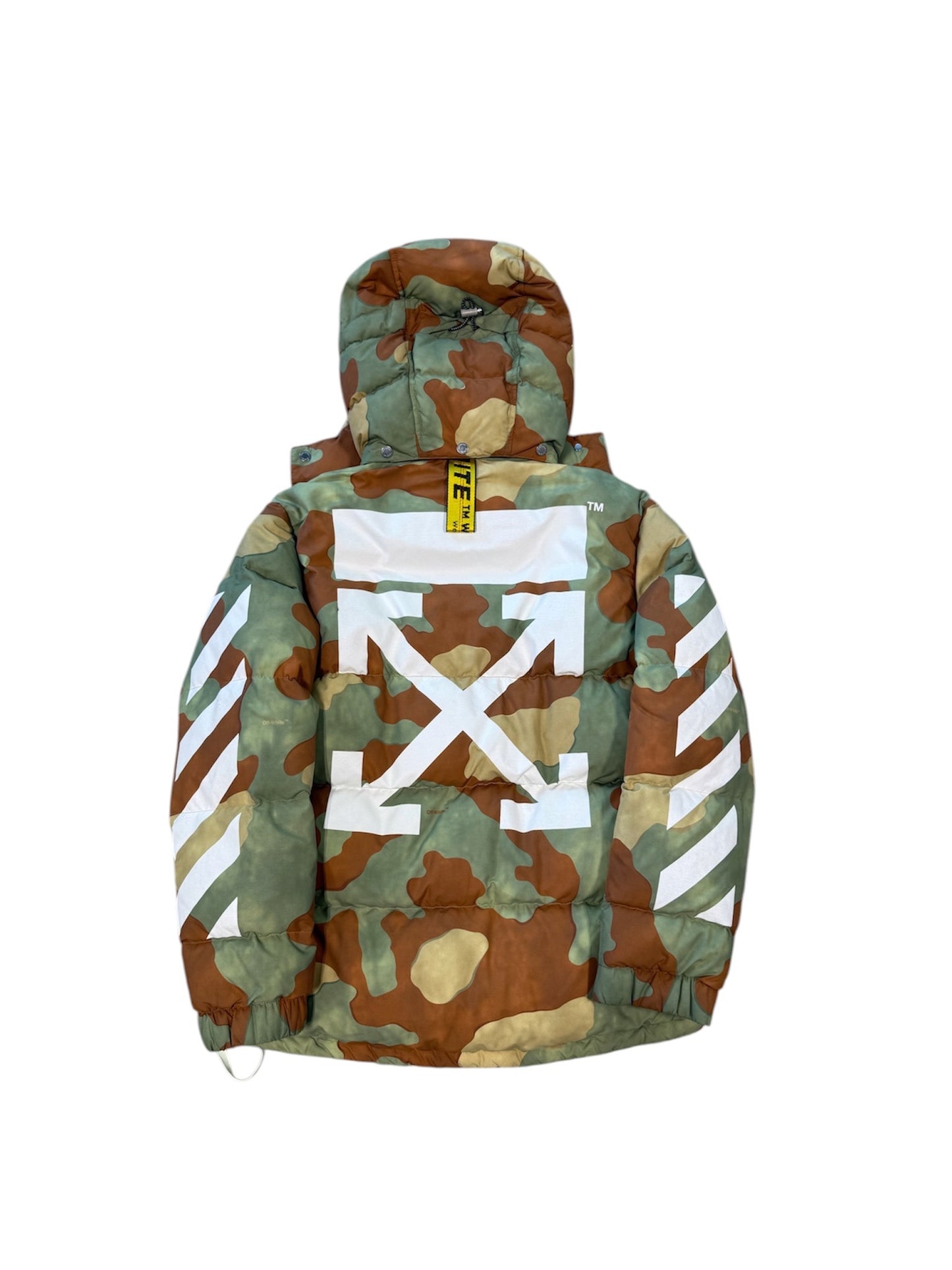 (S) Offwhite Diagonals Camo Puffer Jacket