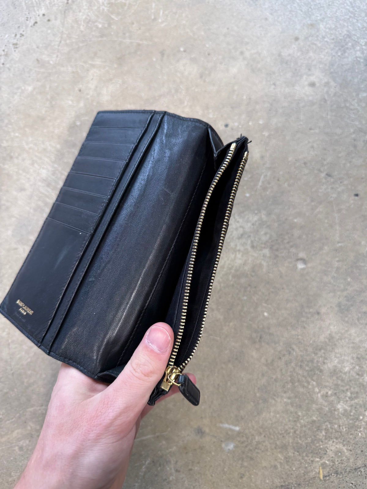 (OSFA) Saint Laurent Tiny Cassandre Croc Leather Wallet