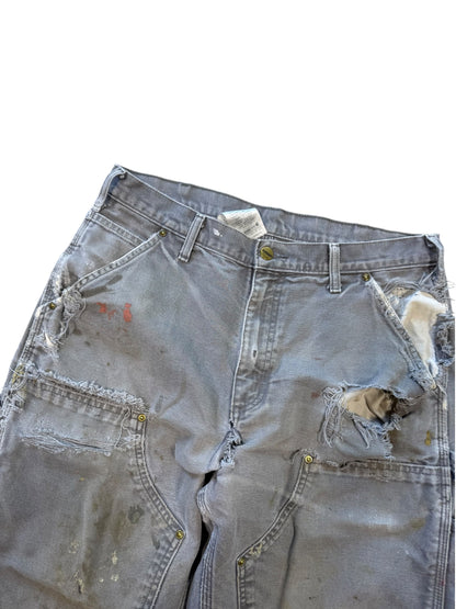 (32) Vintage Thrashed Grey Carhartt Double Knee Pants