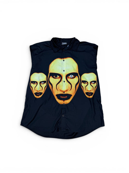 (XL) 2020 Marilyn Manson Pleasures Sleeveless Button Up Shirt