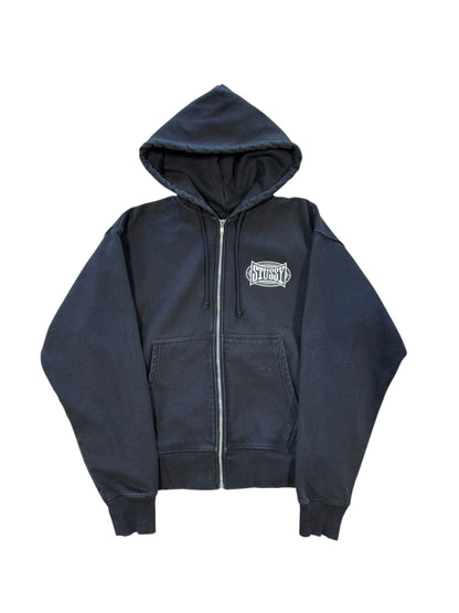 (M) Stussy Oval Logo Zip Up Black Hoodie