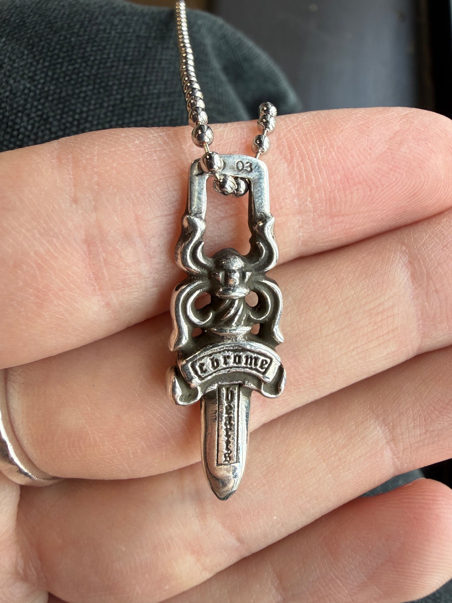 (22 inch) Chrome Hearts Dagger Pendant W Chain
