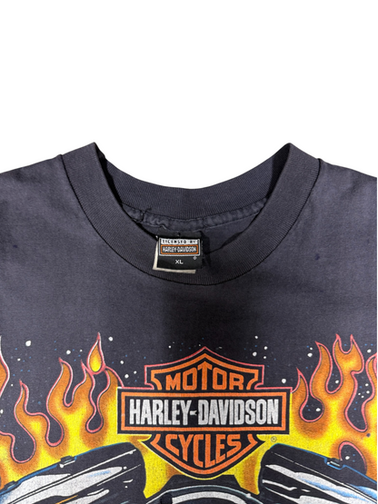 (XL) 1996 Harley Davidson Flaming Motor Tee