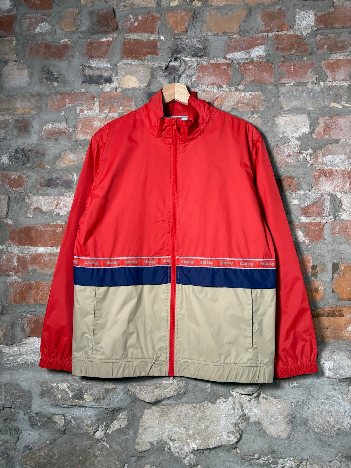 Stussy Piping Windbreaker Zip Jacket Sz S