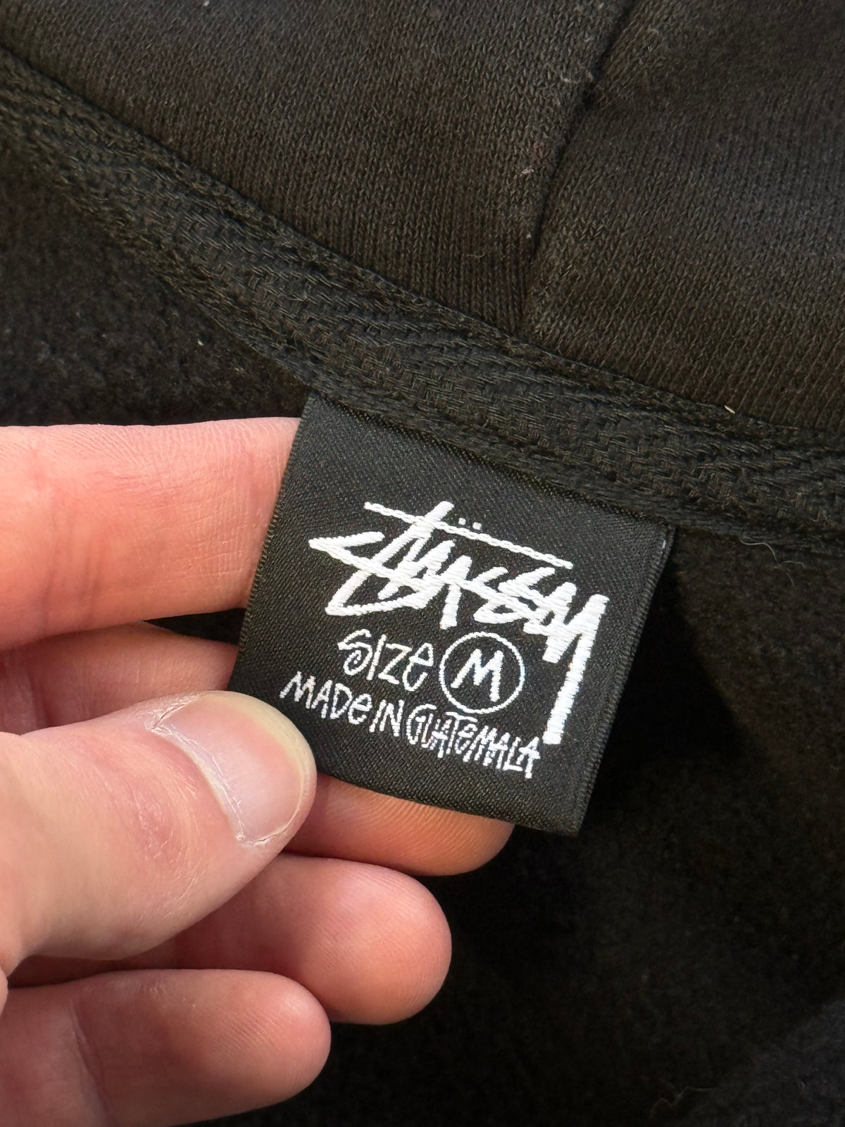 (M) Stussy Oval Logo Zip Up Black Hoodie