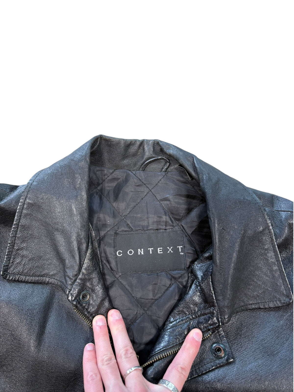 (XL) Vintage Context Leather Zip Jacket
