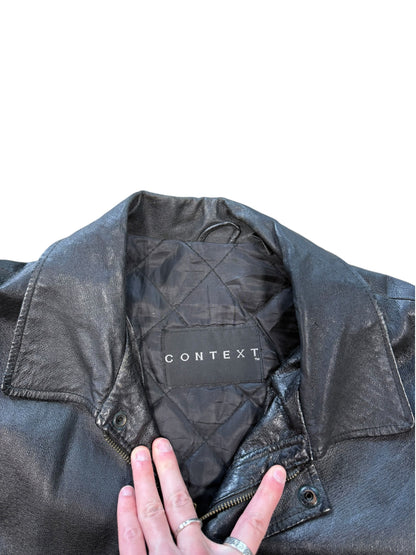 (XL) Vintage Context Leather Zip Jacket