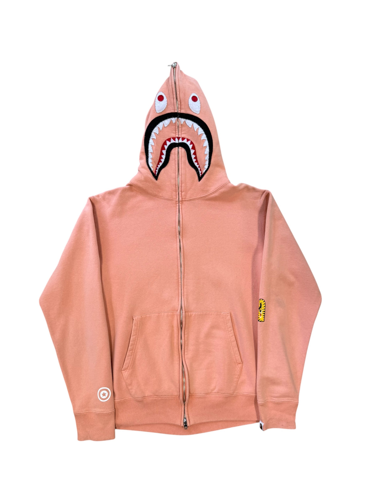 (L) Bape PONR Full Zip Shark Hoodie Peach
