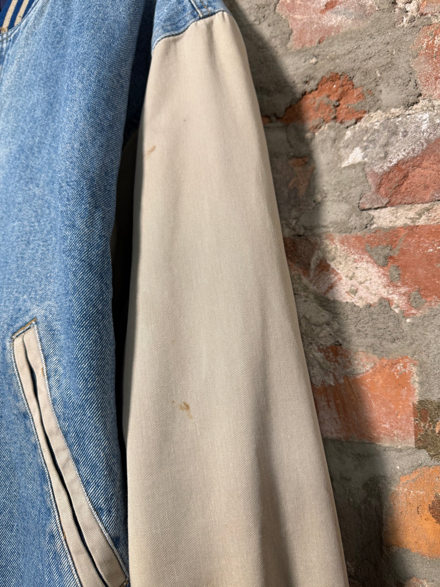 90s Route 66 Denim Varsity Jacket Sz M