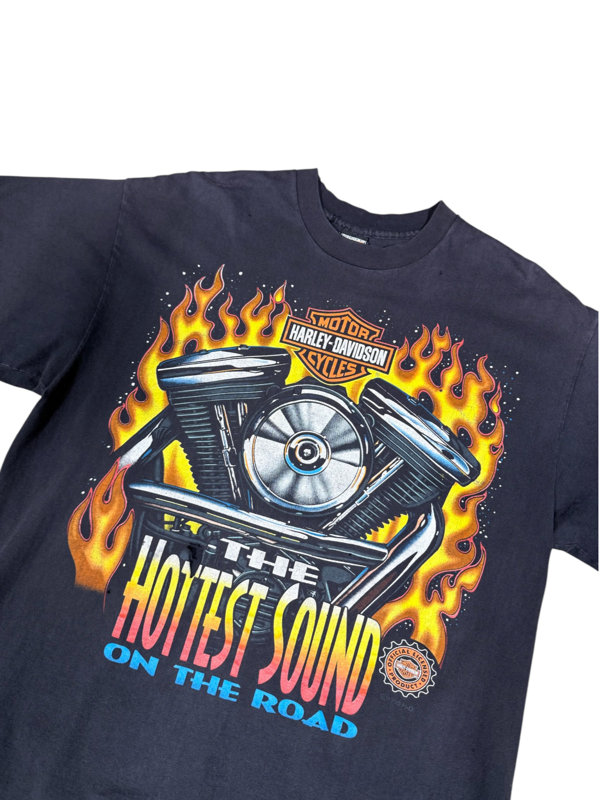 (XL) 1996 Harley Davidson Flaming Motor Tee