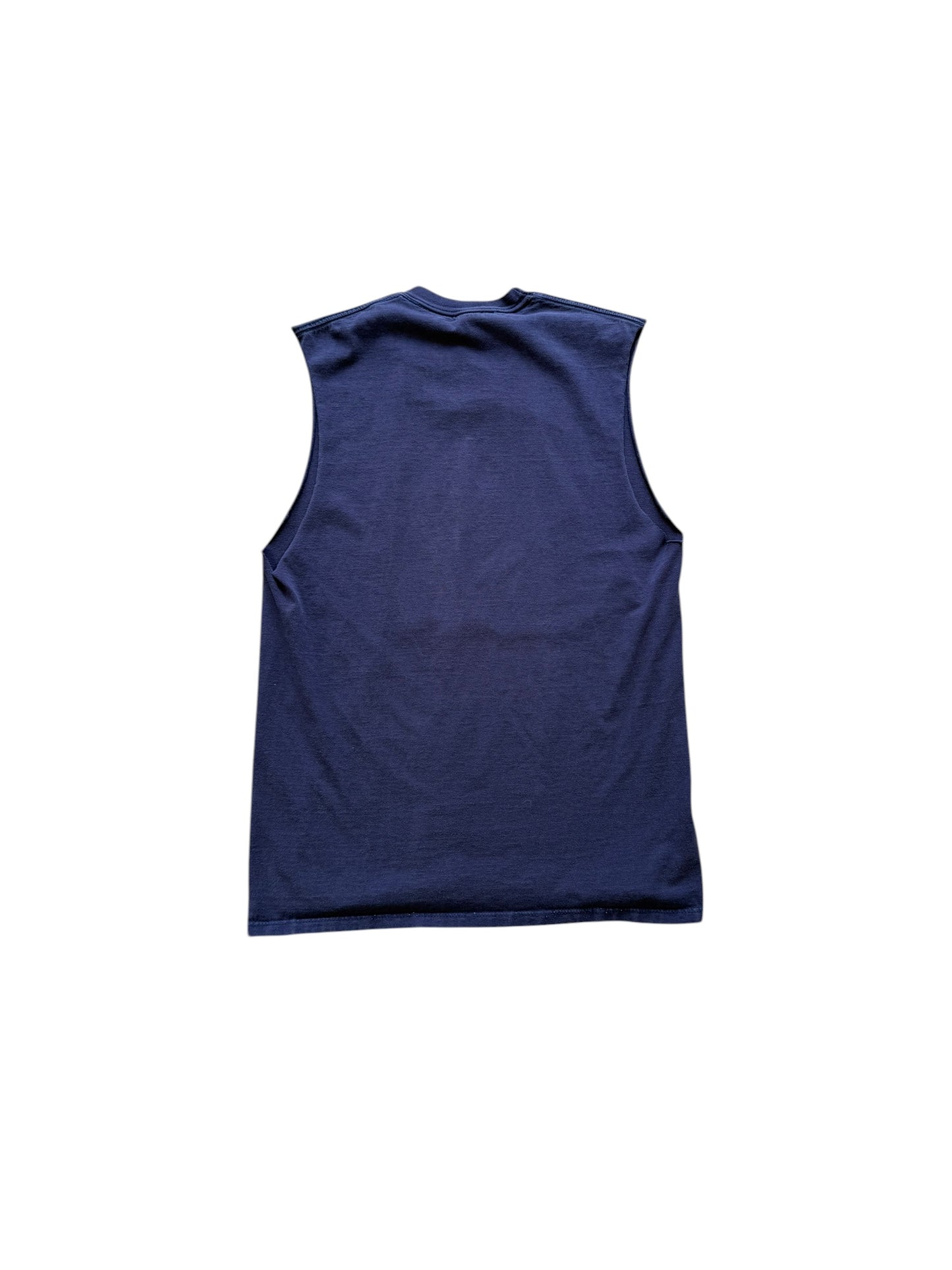 (L) 90s USMC Bulldog Faded Navy Cutoff Shirt