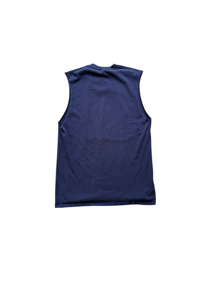 (L) 90s USMC Bulldog Faded Navy Cutoff Shirt