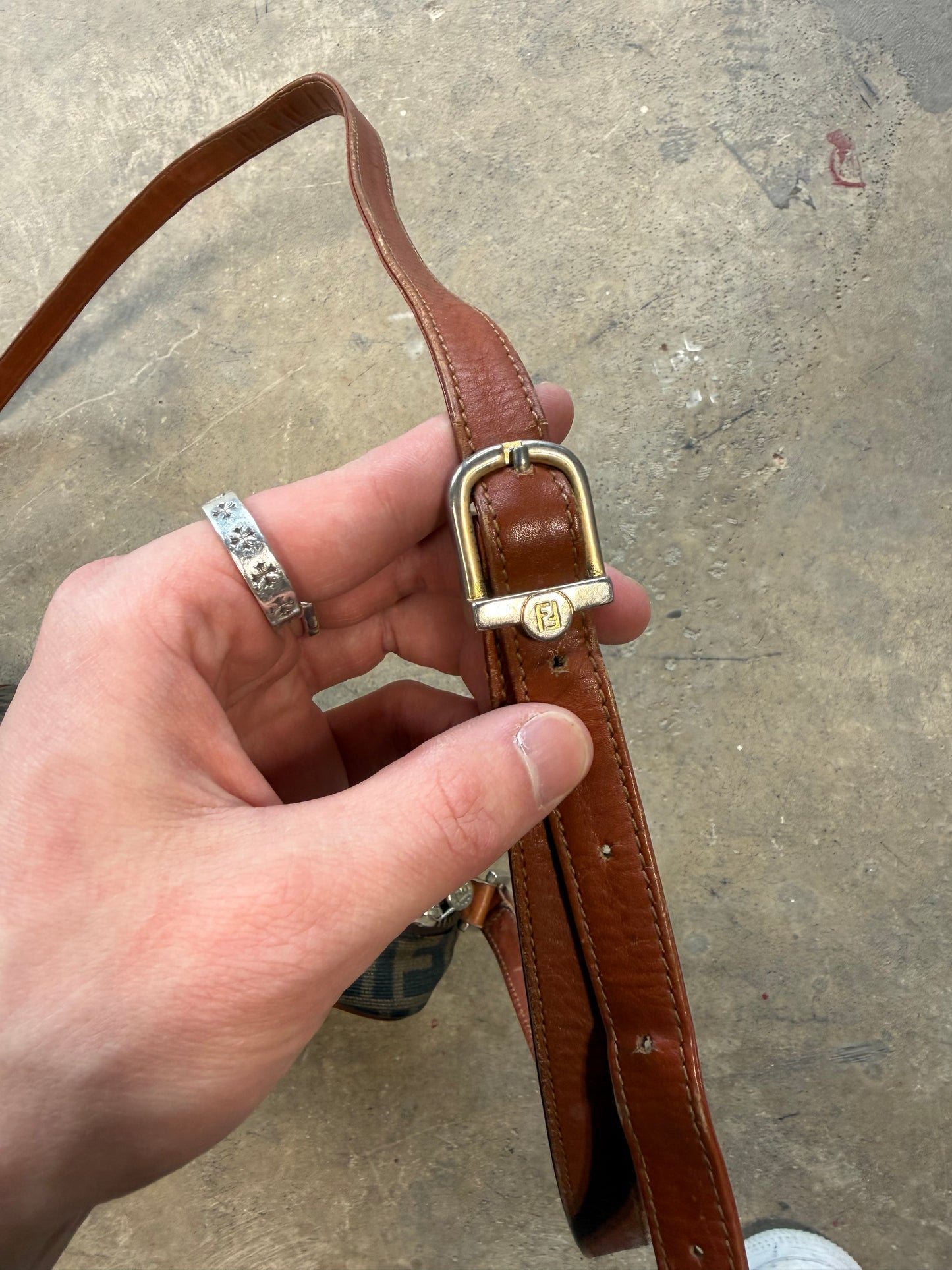 90s Fendi Leather Zucca Shoulder Crossbody Handbag