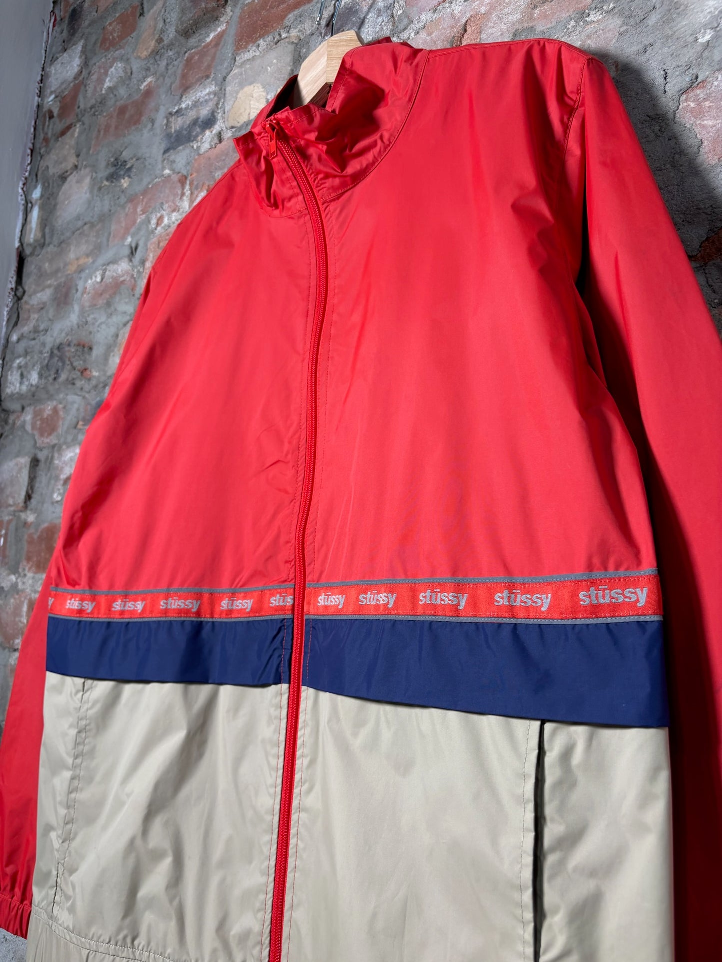 Stussy Piping Windbreaker Zip Jacket Sz S