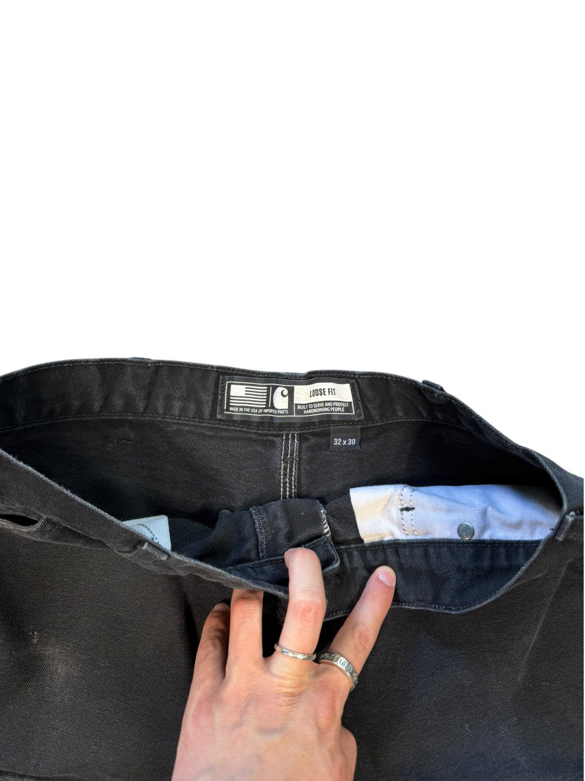 (32) Carhartt Double Knee Cut Off Shorts Black