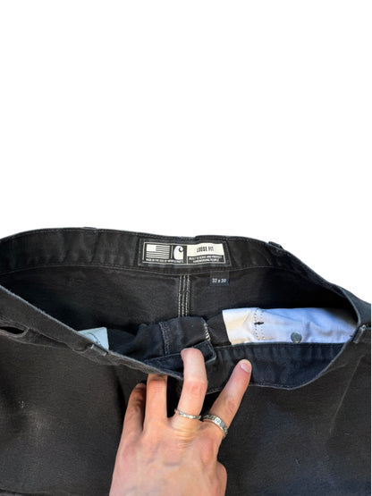 (32) Carhartt Double Knee Cut Off Shorts Black