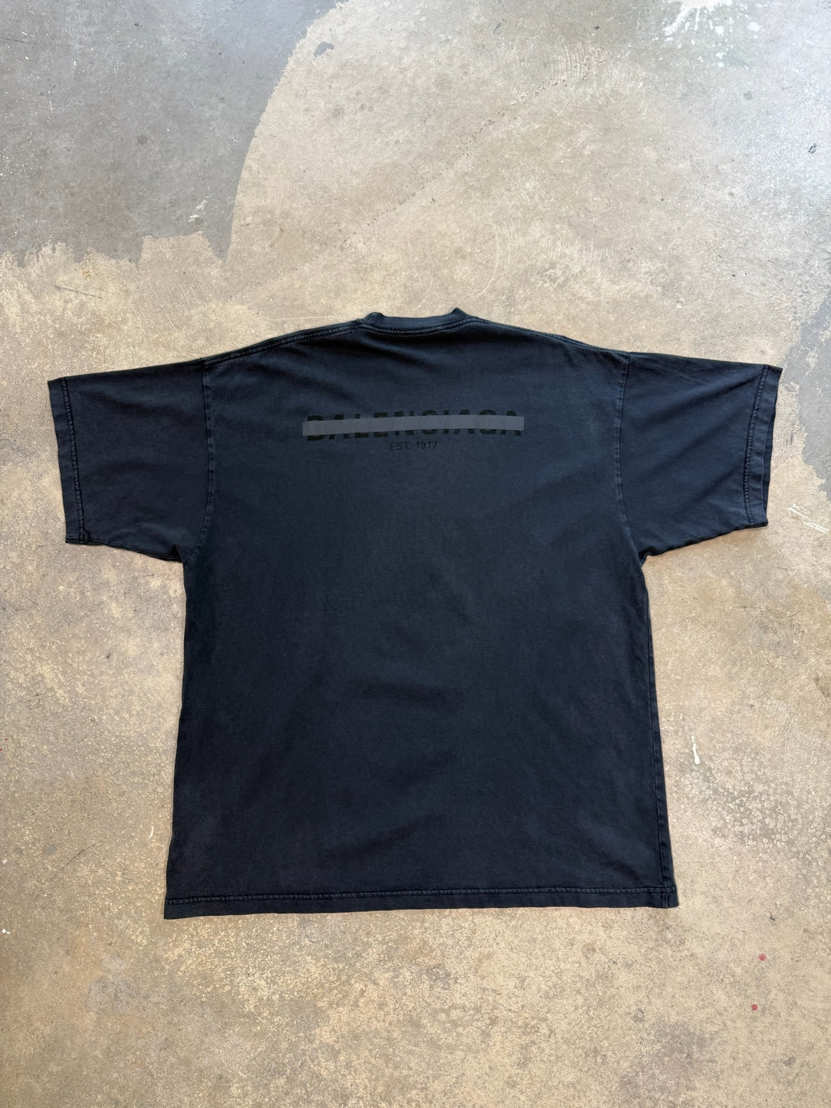 (M) Balenciaga Taped Logo Black Tee
