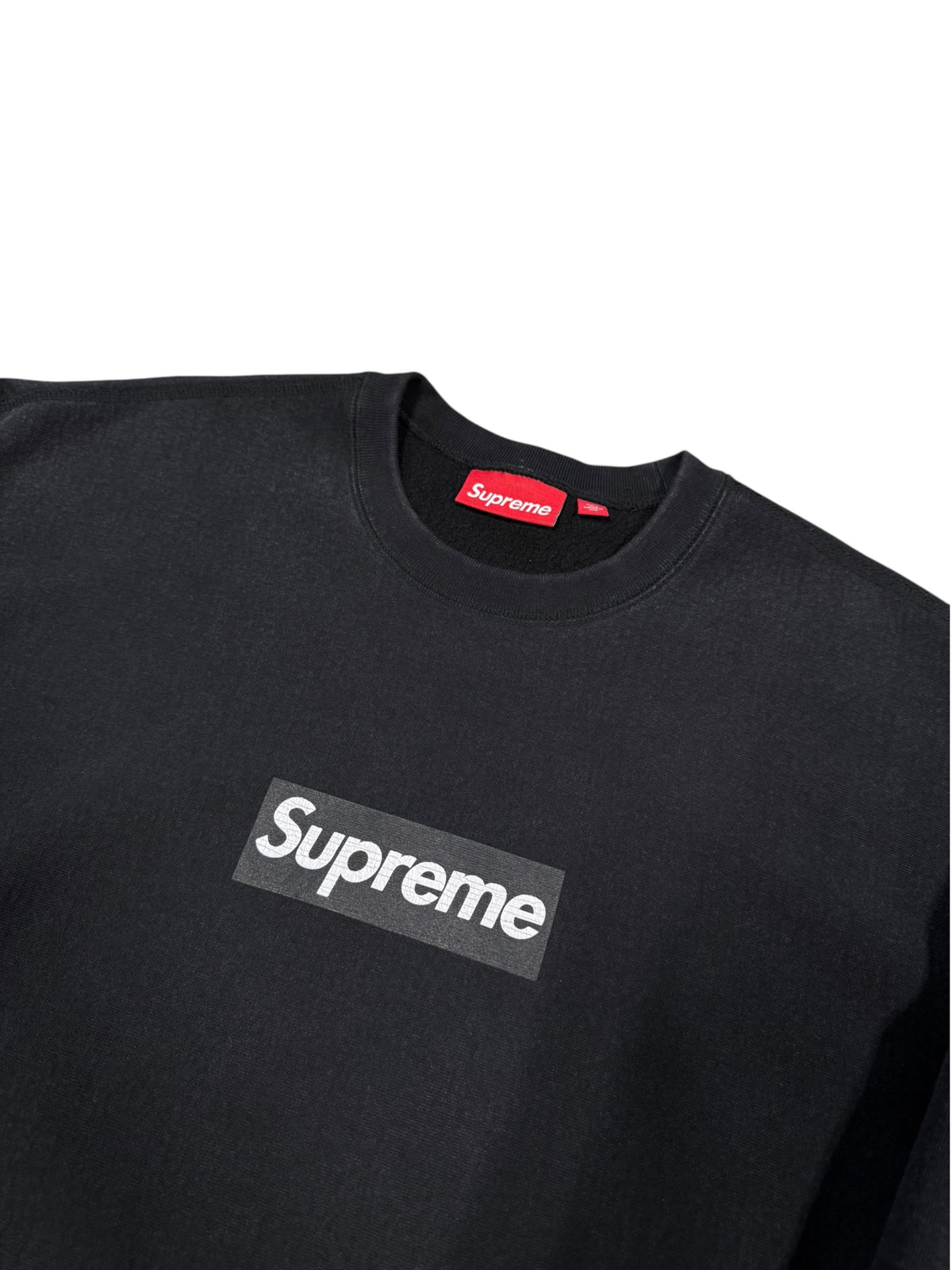 (M) Supreme Washed Box Logo Black Crewneck