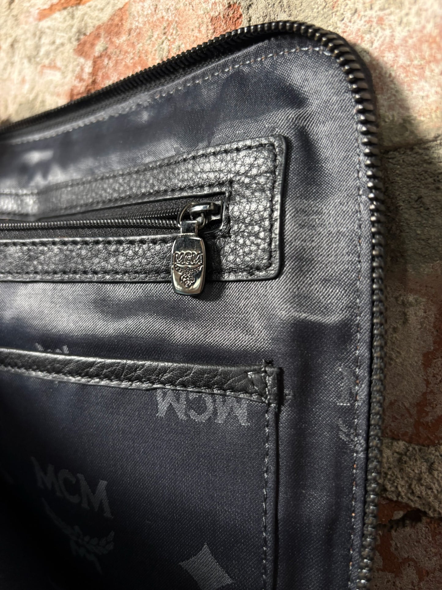 MCM Black Studded Clutch Bag