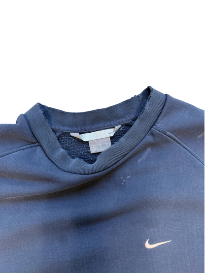 (L) Y2K Nike Navy Swoosh Crewneck