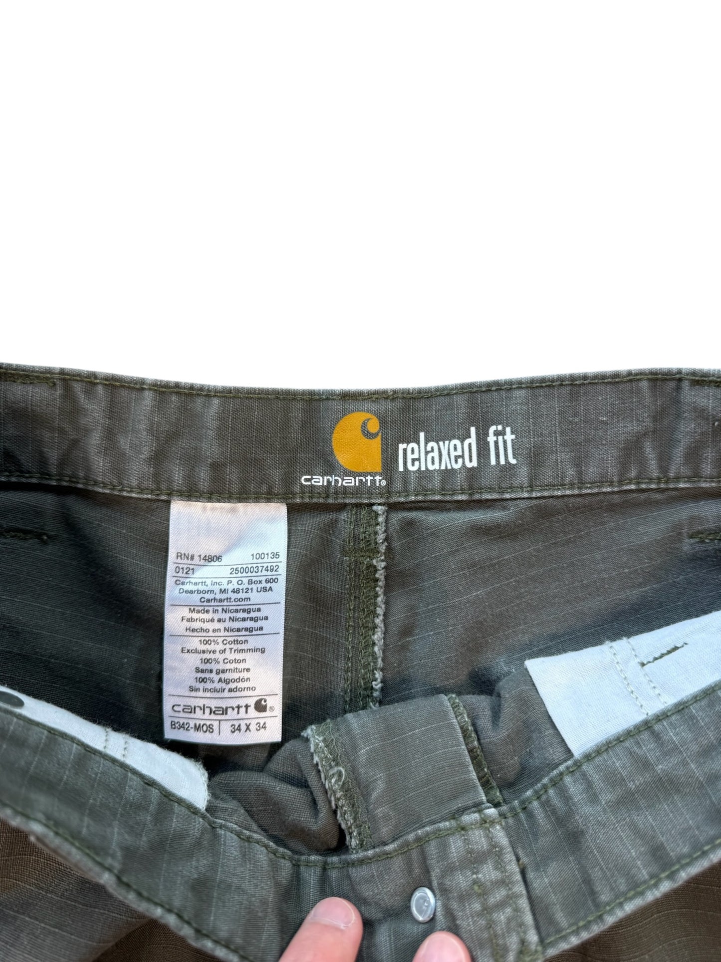 (34W) Carhartt Relaxed Fit Moss Green Cargo Pants