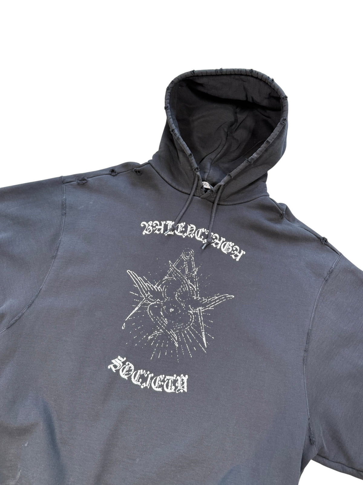 (S) Balenciaga “Free Your Mind” Distressed Hoodie