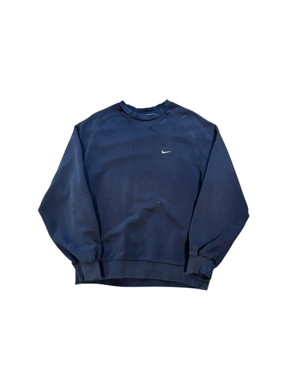 (L) Y2K Nike Navy Swoosh Crewneck
