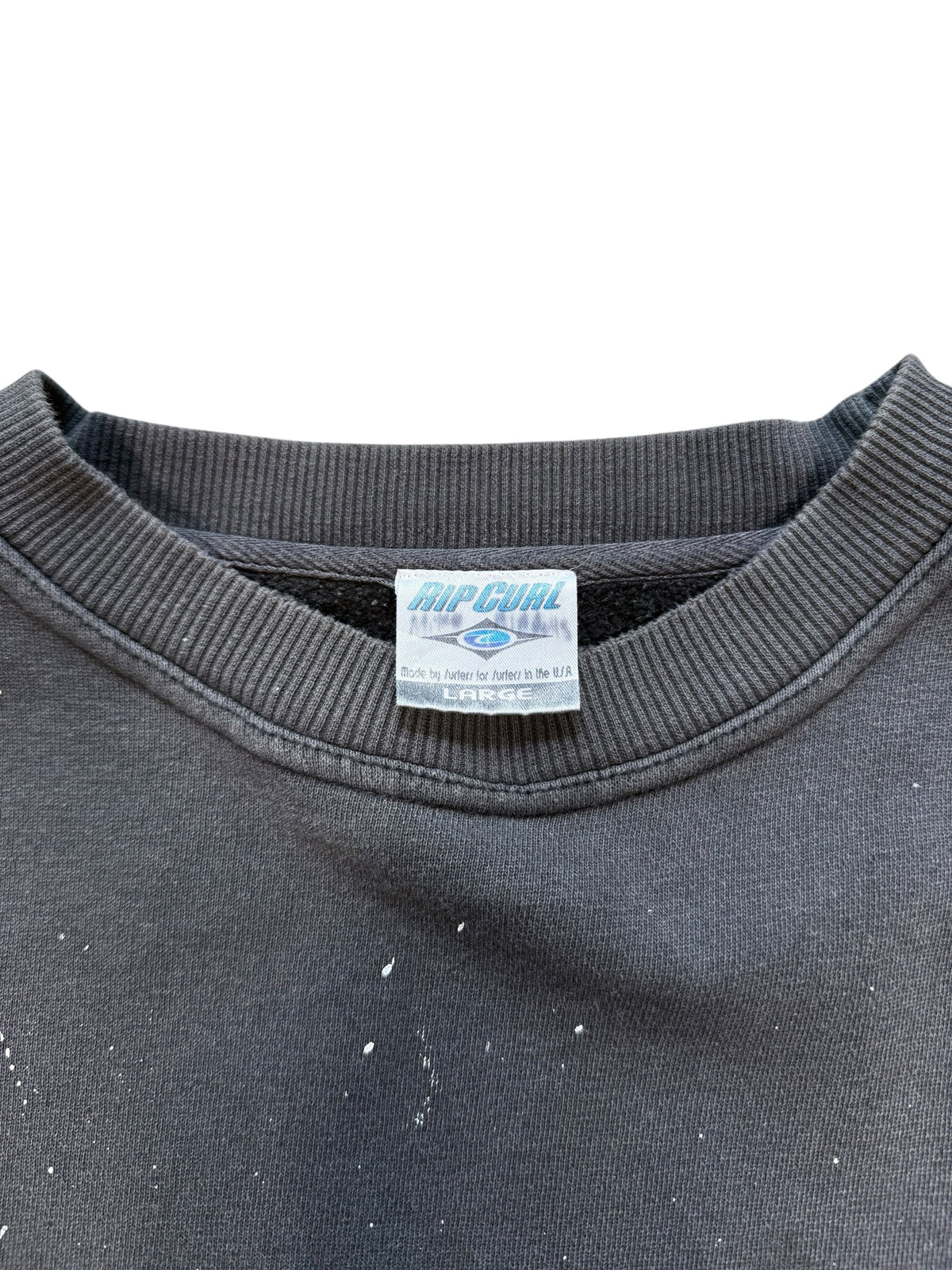 (L) Vintage Rip Curl Camping Sign Distressed Crewneck Sweater
