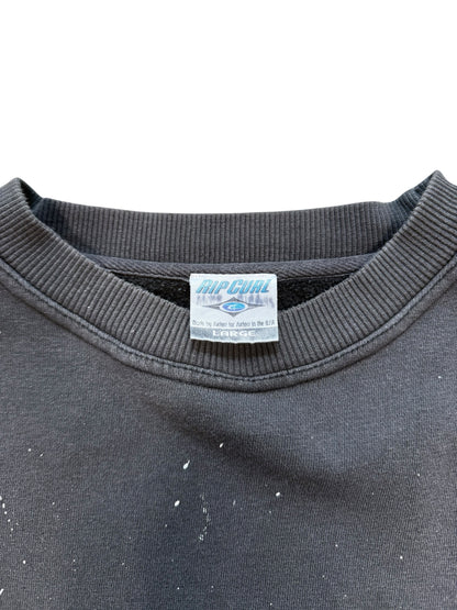 (L) Vintage Rip Curl Camping Sign Distressed Crewneck Sweater
