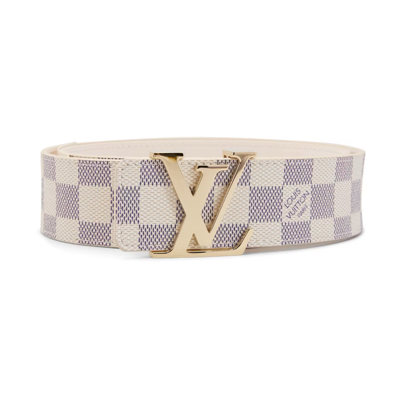 (38) White Louis Vuitton Damier Belt