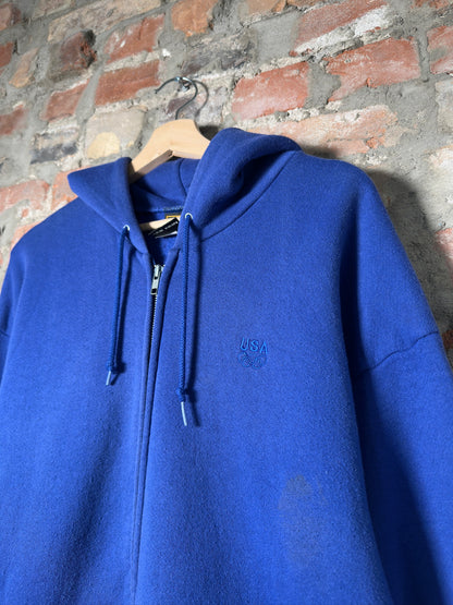 Vtg USA Olmpics Blue Zip-Up Hoodie Sz L
