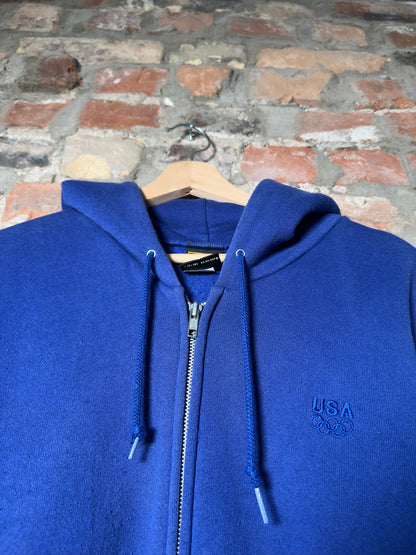 Vtg USA Olmpics Blue Zip-Up Hoodie Sz L