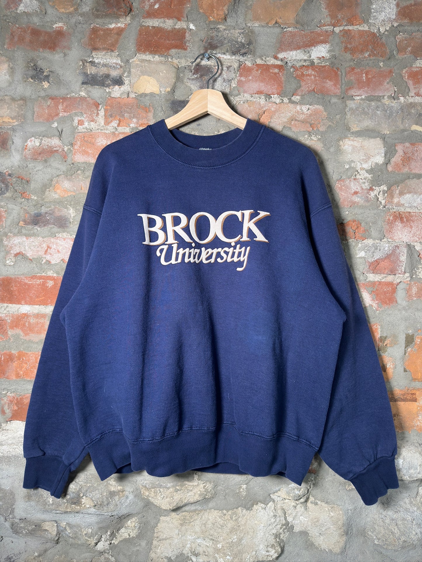 90s Brock University Navy Crewneck Sz L