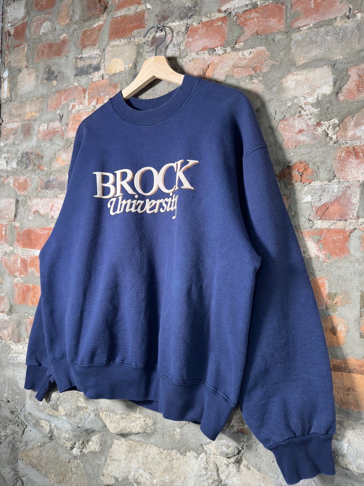 90s Brock University Navy Crewneck Sz L
