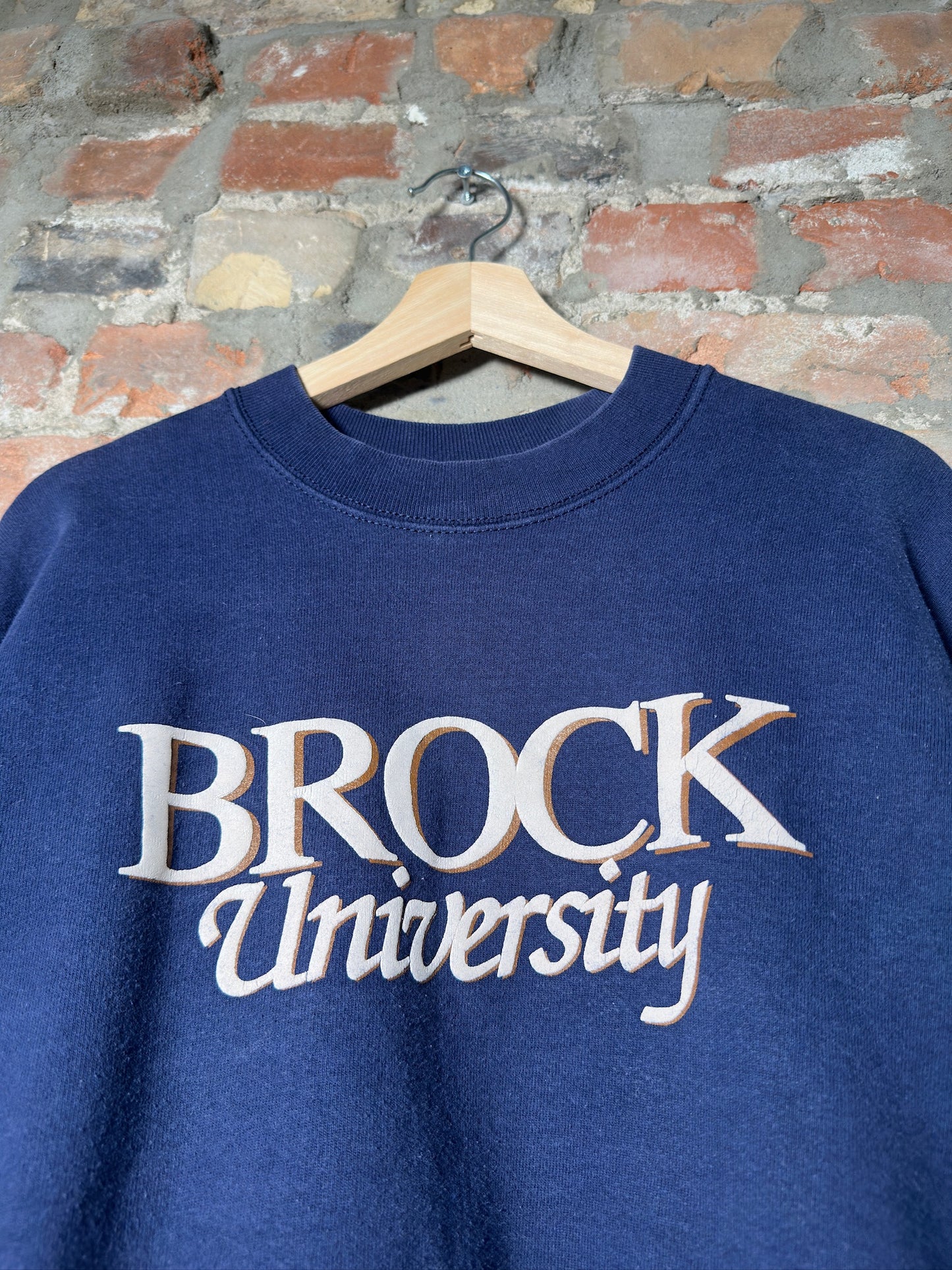 90s Brock University Navy Crewneck Sz L