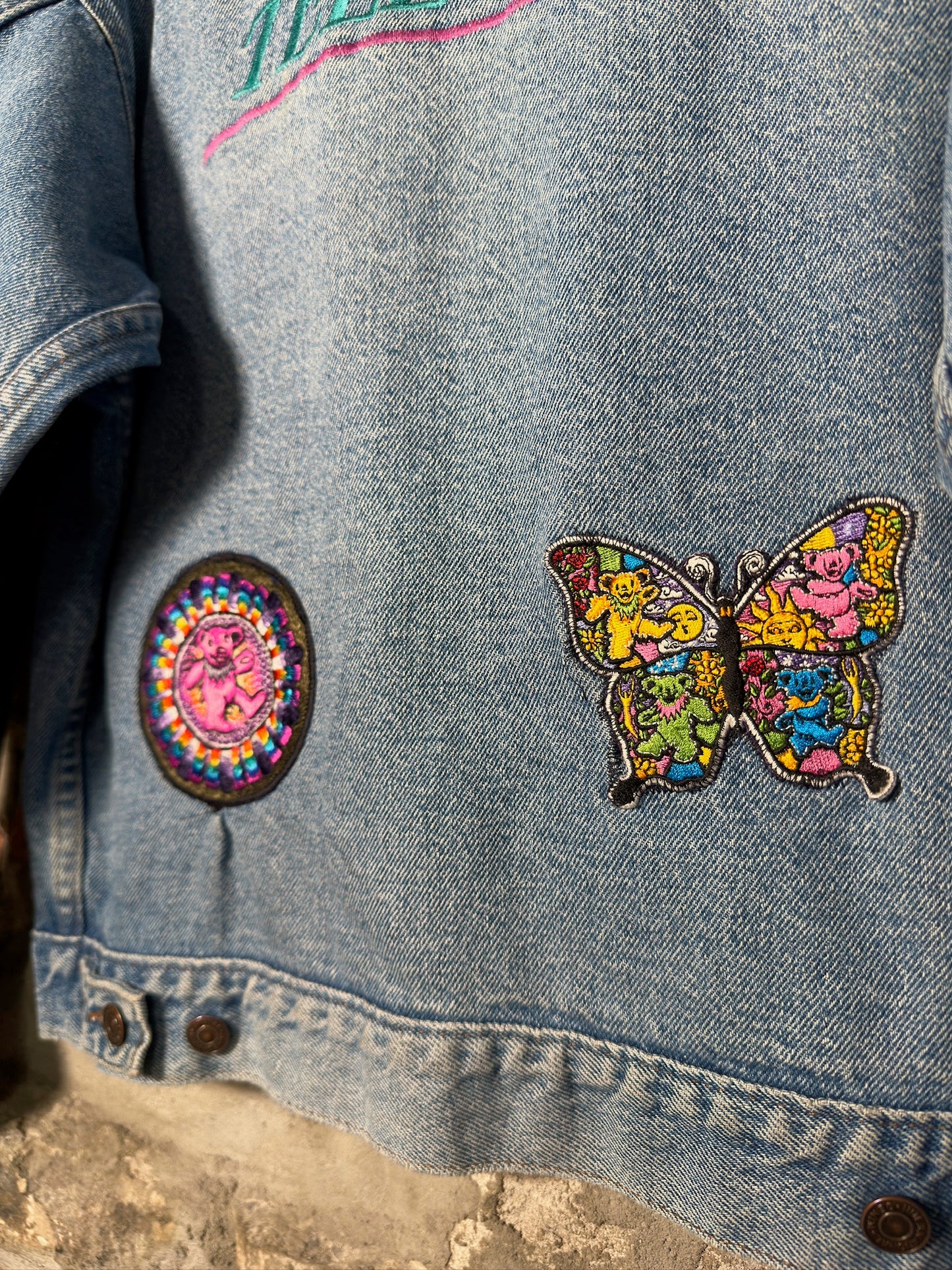 Vtg Denim Jacket w Gratful Dead Patches Sz M