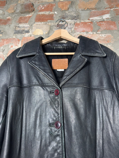 90s Hide House Leather Overcoat Sz L