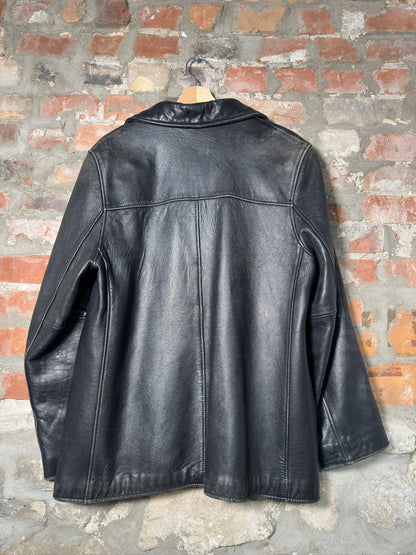 90s Hide House Leather Overcoat Sz L