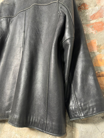 90s Hide House Leather Overcoat Sz L